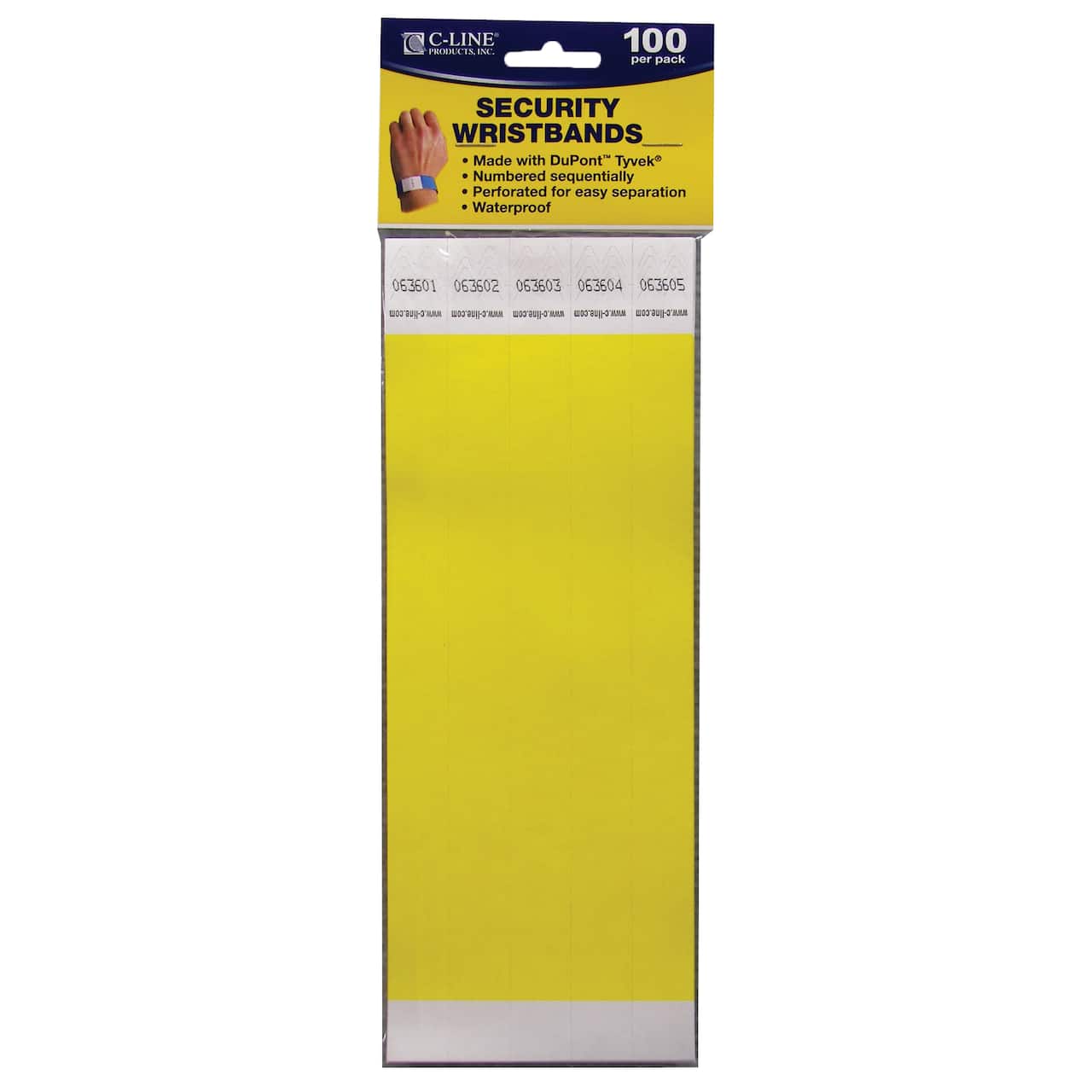 C-Line® DuPont™ Tyvek® Security Wristbands, Pack of 100